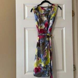 Multicolor silk wrap dress
